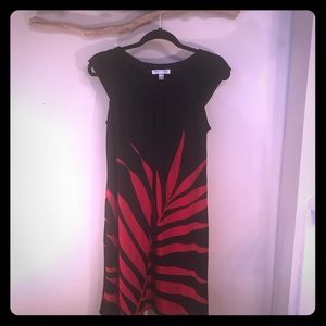 Black & Red Palm Leaf Shift Dress